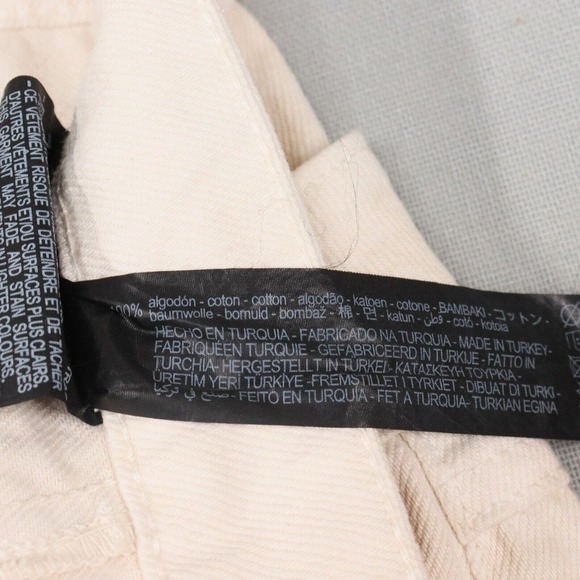 Zara Jeans Womens Size 4 Cream Tan The Slim Frayed Double Waistband Wide Leg - Picture 7 of 7